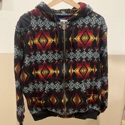Vintage Pendleton Western Wear Navajo Pattern Virgin Wool Full Zip Hoodie