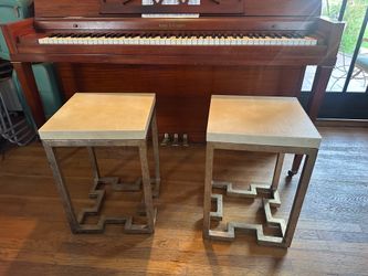 2 vintage dude tables of stools
