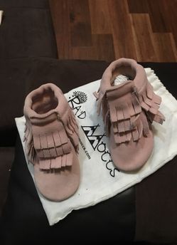 Real suede handmade Mocs pink