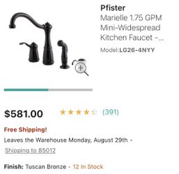 Pfister Marielle Single Control Kitchen Faucet With Side Spray And Soap Dispenser -Never Used- Elegant -Great Deal