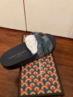 Kurt Geiger Blue Denim Slide Sandals
