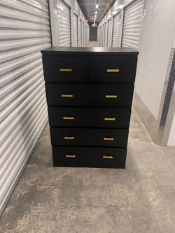 IKEA MALM 6 Drawer Dresser with Gold Drawer Pulls