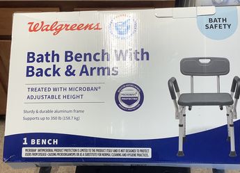Brand New * Walgreens Bath Bench with Back And arm Rests * MICROBAN Protection * Retail: $59.99