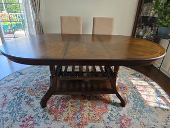 6-8  seater Dinning table with 6 chairs (& Oval shaped carpet)