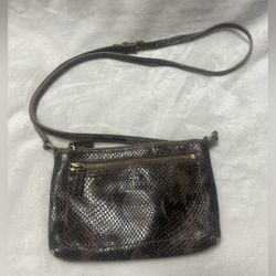 Cole Haan brown snakeskin pattern small shoulder bag purse