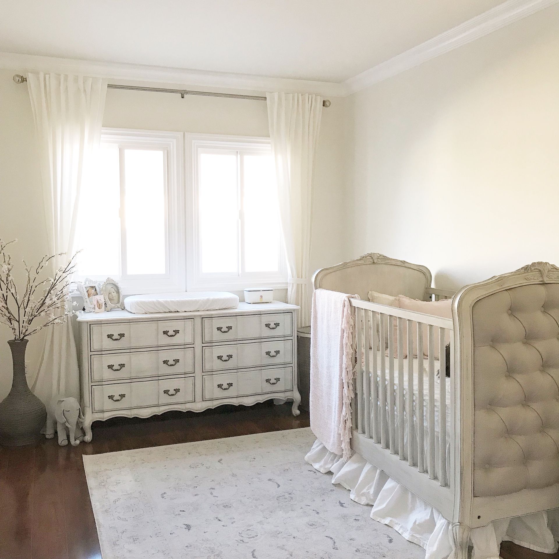 Restoration Hardware Colette Crib and Marais 6-drawer wide dresser