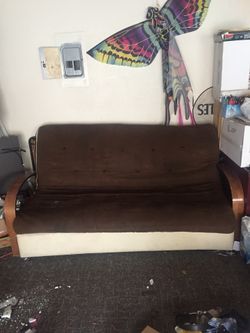Brown suede futon
