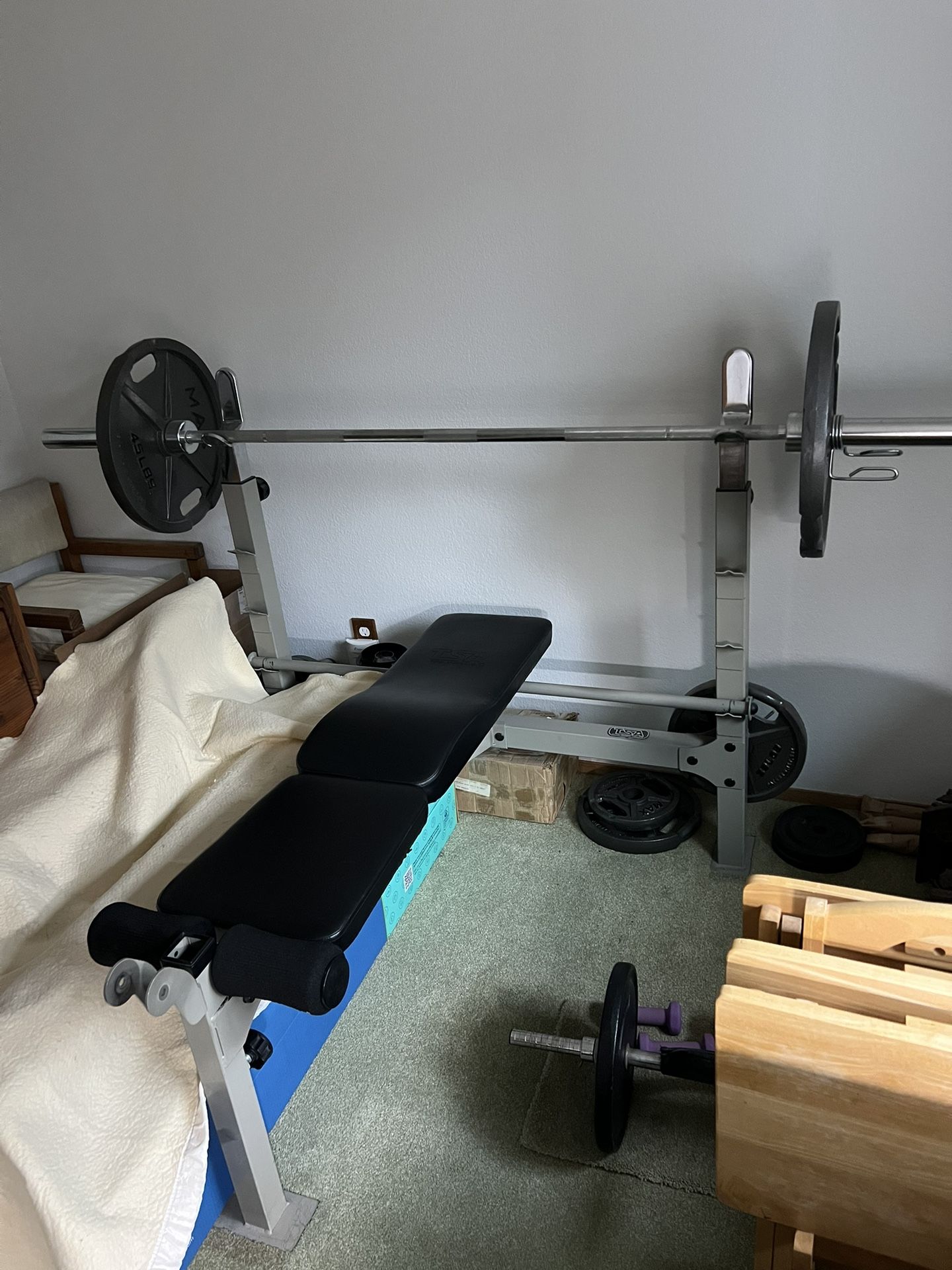 TSA Exercise Bench and Bench Press with Weight Set