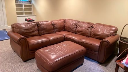 Leather sectional with ottoman
