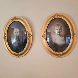Antique Bubble-glass framed photos
