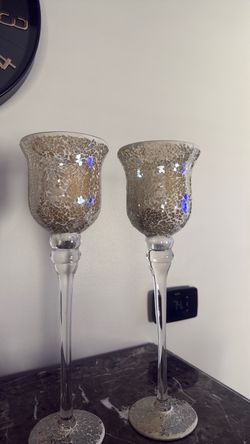 Mosaic Glass Candle Holder Set of 2