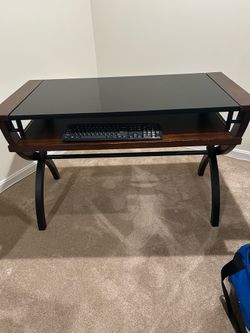 Modern Glass Top Computer Desk / Home Office Desk