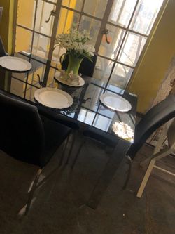 Glass table 4 chairs