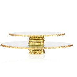Gold Glass 2 Tier Cake Stand