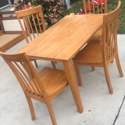 Wood Dining Table with 4 Chairs Set