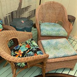 3 Pc Wicker Chair Combo  Rocker,ottoman And Chair