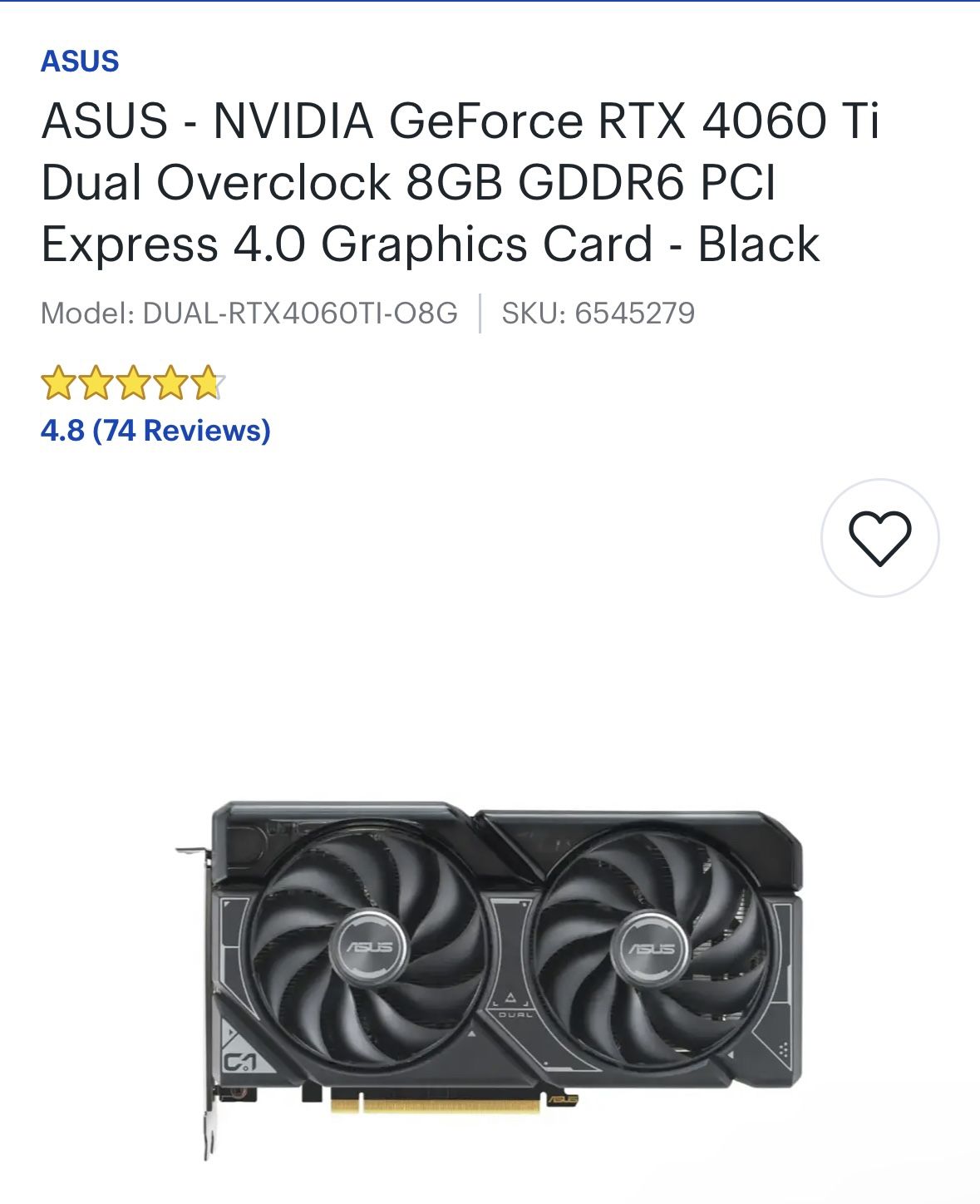 RTX 4060 Ti 8gb Graphics Card