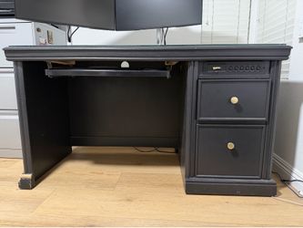 Solid wood desk black