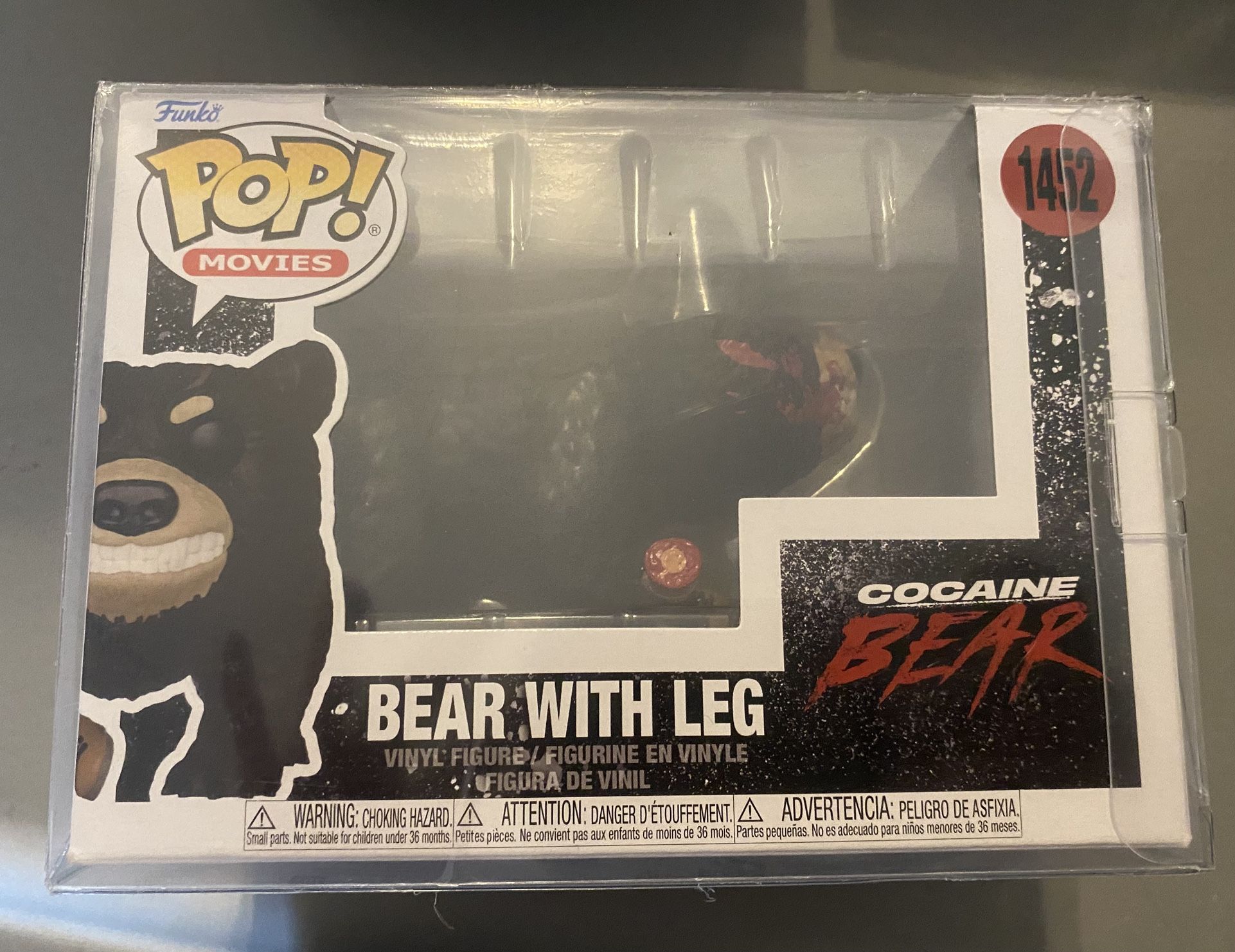 FUNKO COCAINE BEAR W LEG #1452 W POP PROTECTOR NEW