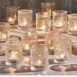 30 Pack Clear Glass Votive Candle Holders, Vintage Candle Holder Bulk, Tealight Candle Holders for Table Centerpieces, Home, Bridal Shower, Birthday, 