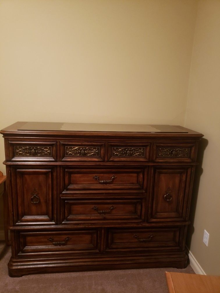 Beautiful Tall Dresser In Dark Walnut-NEW