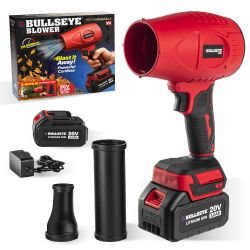 Bullseye Blower Rechargeable Cordless Leaf Dust Air Blaster 24,000 RPM with 20V Battery and Charger