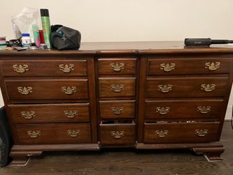 Pennsylvania House Vintage Dresser 12 Drawers Solid Wood Brass Handles