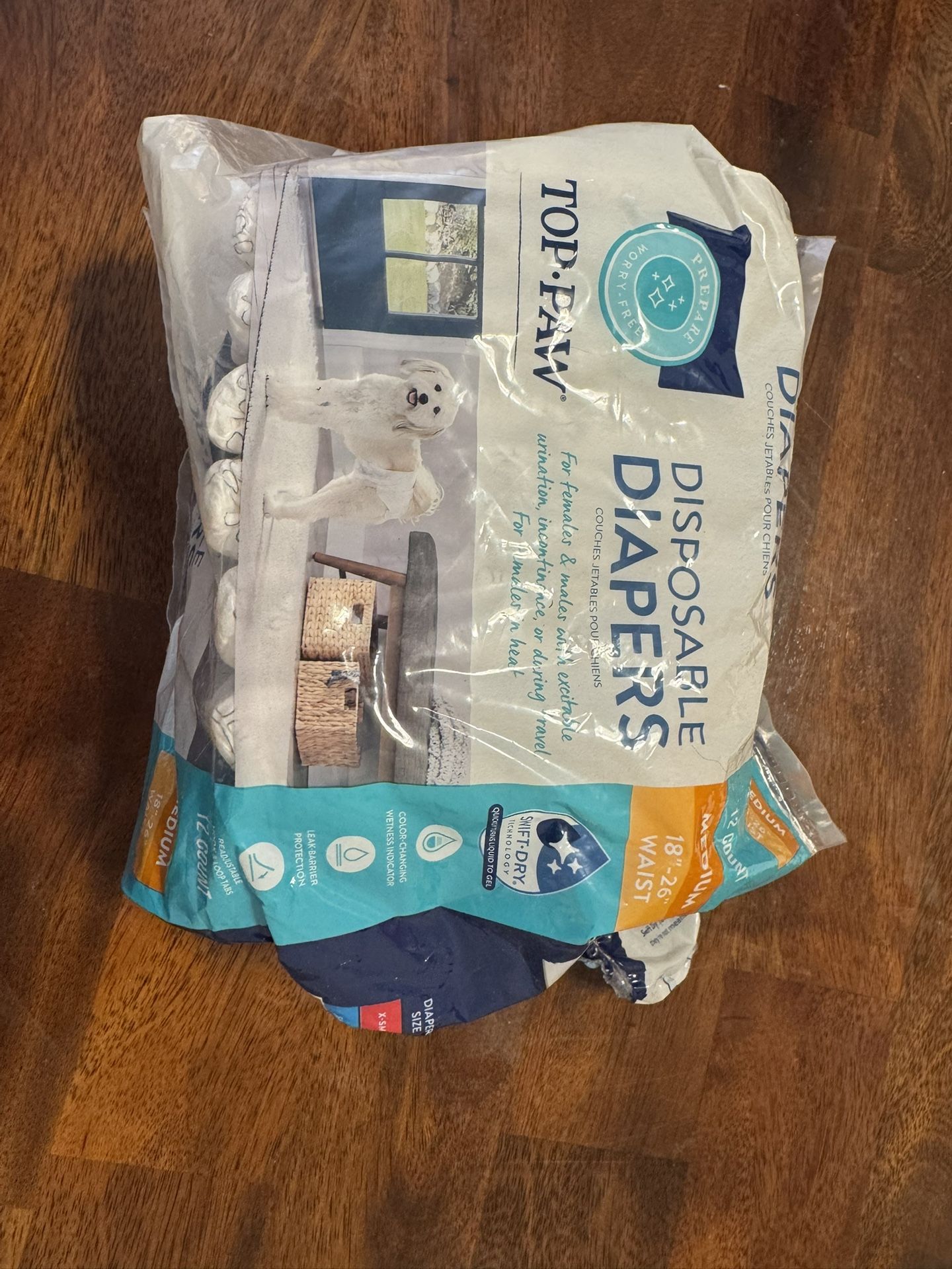 Top Paw Disposable Diapers Medium 6  count