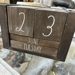 Rae Dunn Brown Woodblock Calendar 