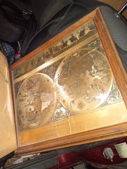 Blaeu 1665 foil map reproduction framed it has a little bit of issues with it folding on the inside kind of going on other than that is beautiful