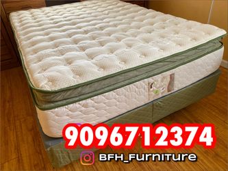 14in King Size Elite Organic Superior Hybrid Gel Memory Foam Pillow Top Mattress and Boxspring