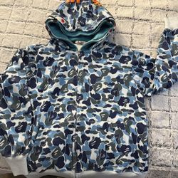 Blue double hooded bape hoodie