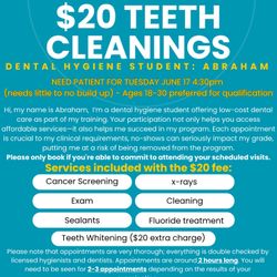 Dental Hygiene Student Need Patient For Today
