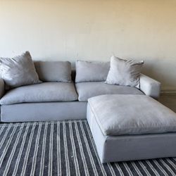 Light Gray Sectional Sofa Couch Sala Ottoman Cloud 