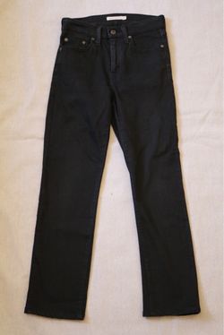 Levi's 724 High Rise Straight Jeans Women's 27 Black Stretch Denim Pre-Owned