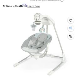 ngenuity InLighten 5-Speed Baby Swing, Swivel Infant Seat, Nature Sounds, Lights - Van