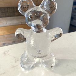 Vintage BERGDALA ART Glass BEAR figurine, Sweden vintage | Clear Glass Paperweight | Scandinavian Design, Collectable Glass  3 D front / flat on back 