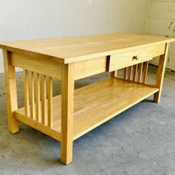 Wooden Coffee Table With Drawer and Storage Shelf 