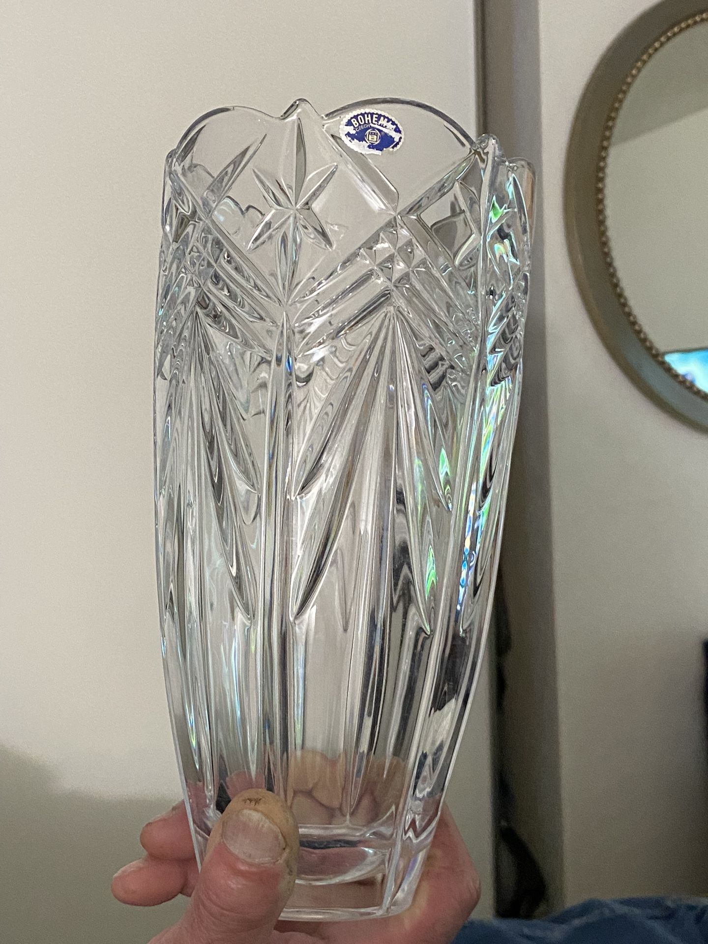 Czeach Bomemian Crystal Vase Vintage🌷💐🌹