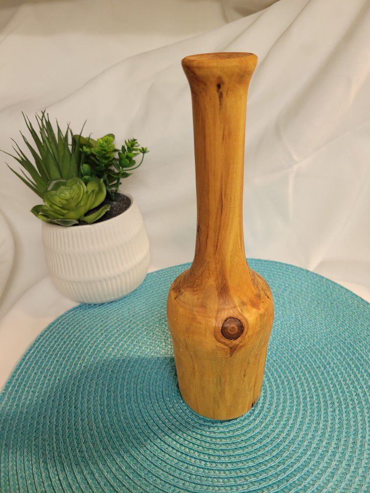  Turned Wood Aspen  Vase 10" Tall