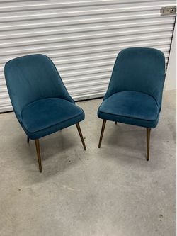 West Elm Mid Century Modern Upholstered Velvet Chairs | Set of 2