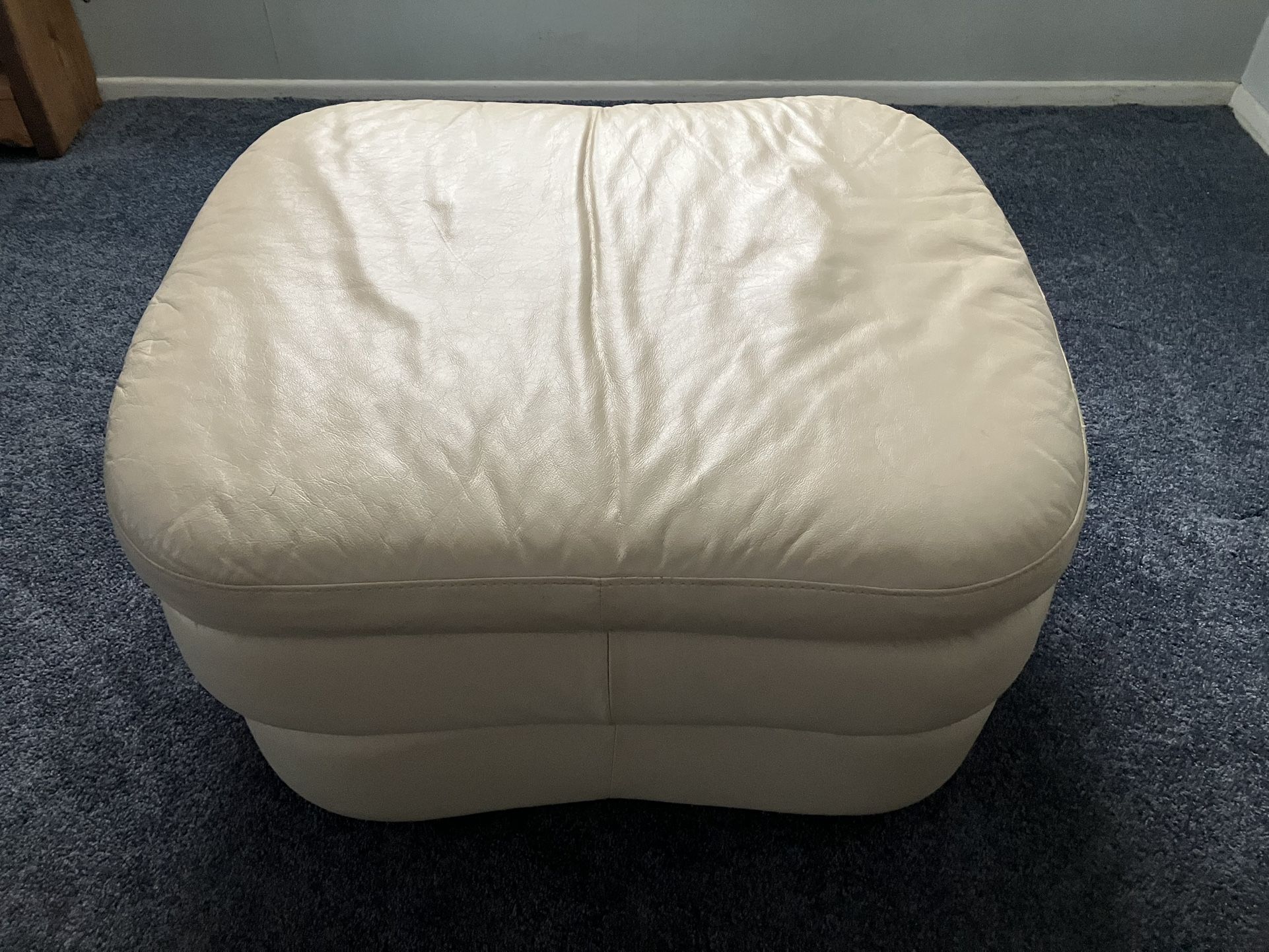 Leather Ottoman Footstool on wheels