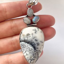 925 Silver Overlay Dendrite Moonstone Pendant 