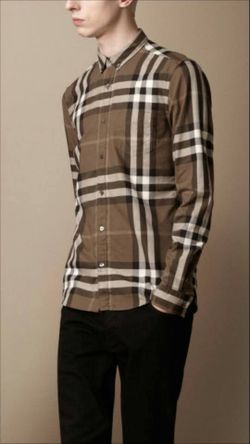 Men's Medium  Burberry Brit Exploded Check Cotton Shirt ( $ 295 retail ) EUC