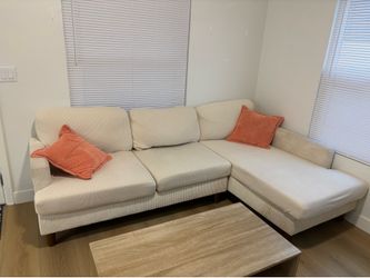 White corduroy couch