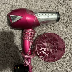 Pink Hair Dryer with Diffuser Attachment