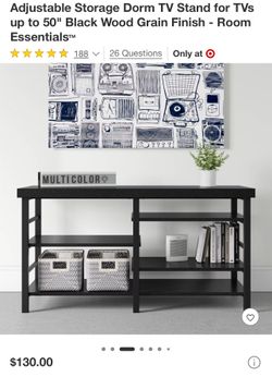 Adjustable Storage TV Stand for TVs up to 50" Black Wood - Room Essentials