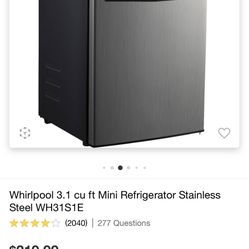 Whirlpool 3.1 Cu Ft Mini Refrigerator 
