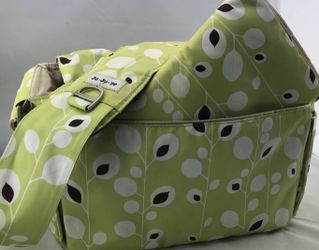 Ju-Ju-Be Green White and Brown Diaper Bag With changing pad
