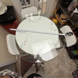 IKEA - Vintage Bar/High Top Table + 36” Glass Top + 3 folding Chairs